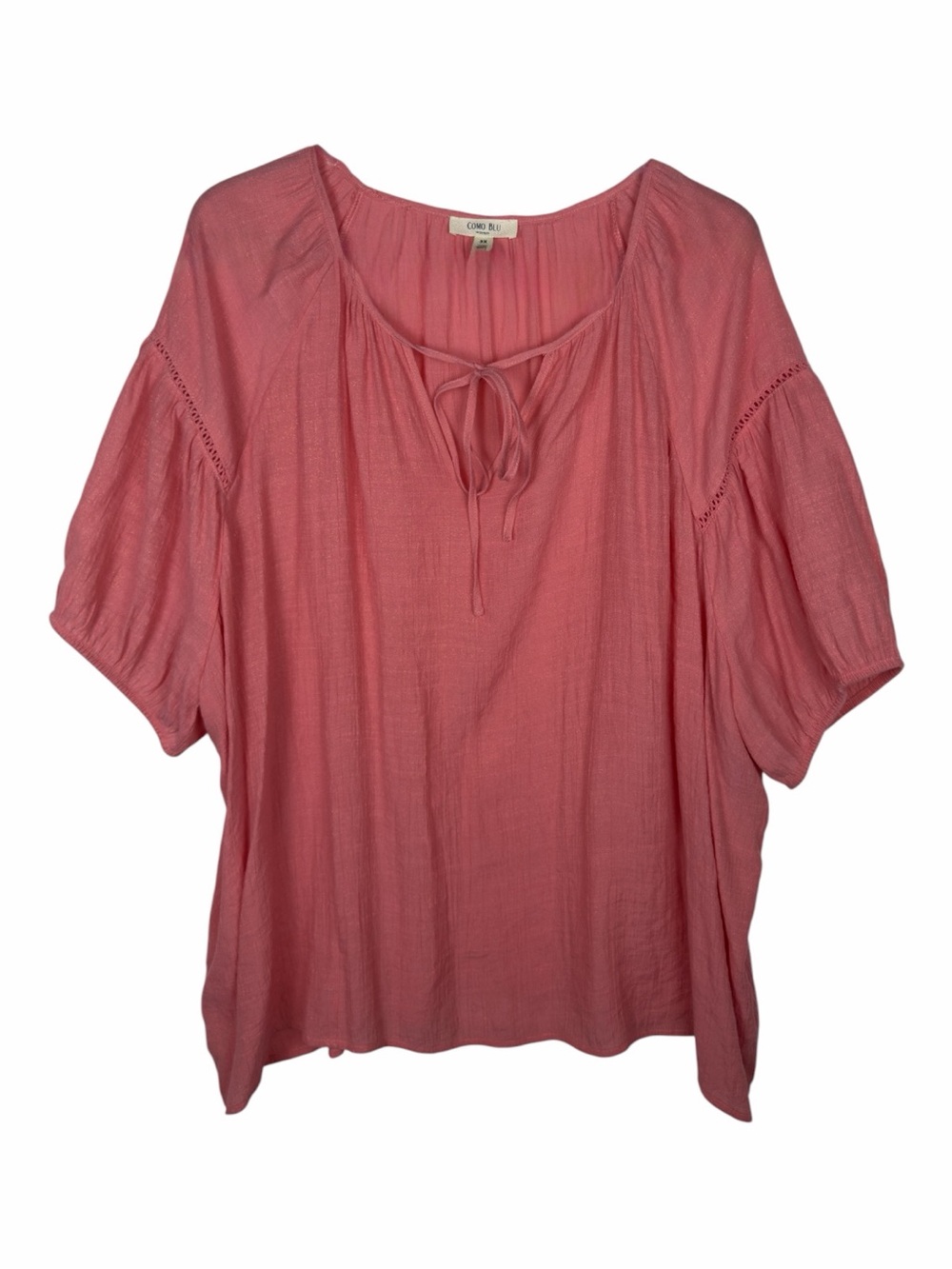 Como Blu NWOT Women’s Pink Raglan Bell Short Sleeve Top W/ Shark Bite Hem SZ 3X